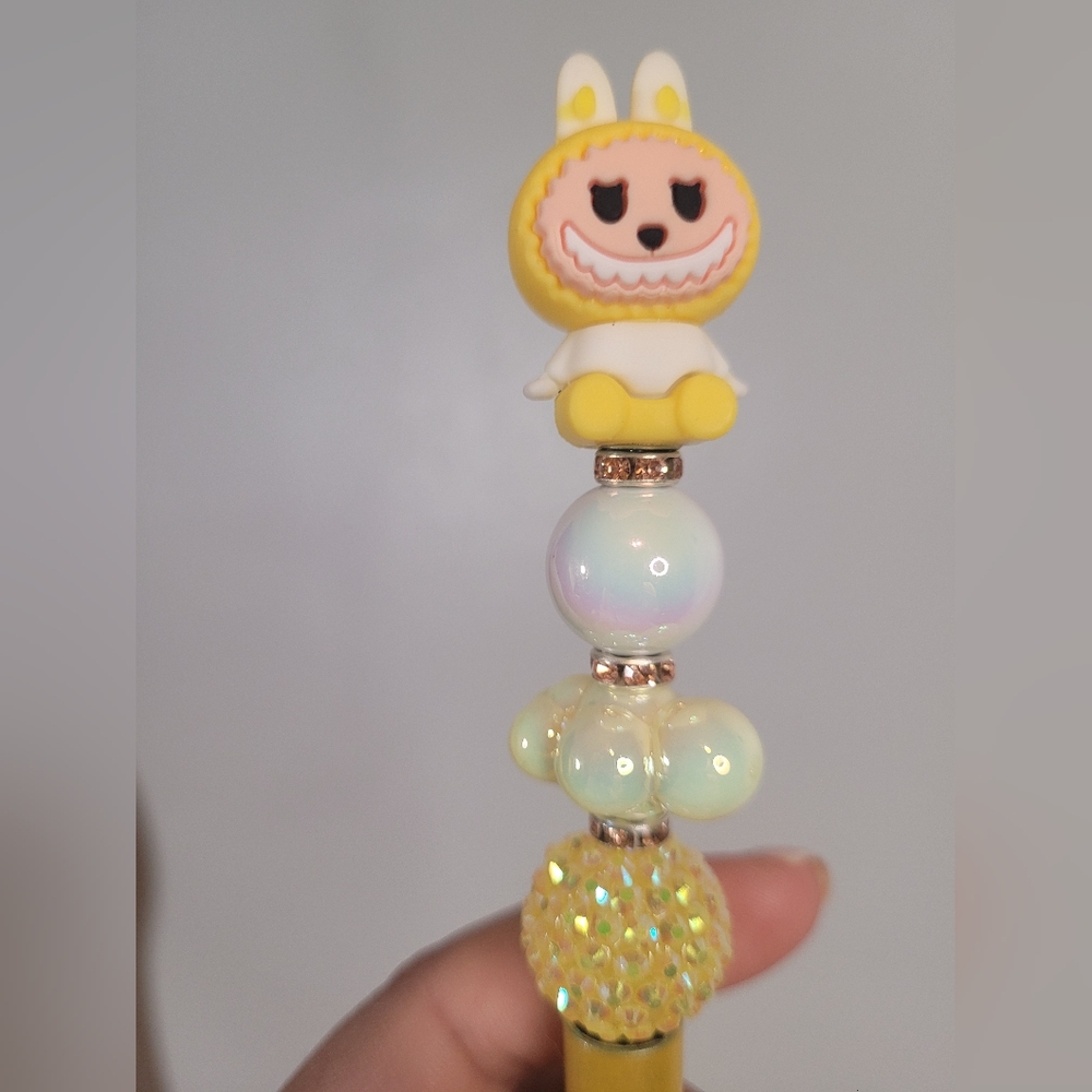 Yellow Labubu pencil. Handmade. One-piece.